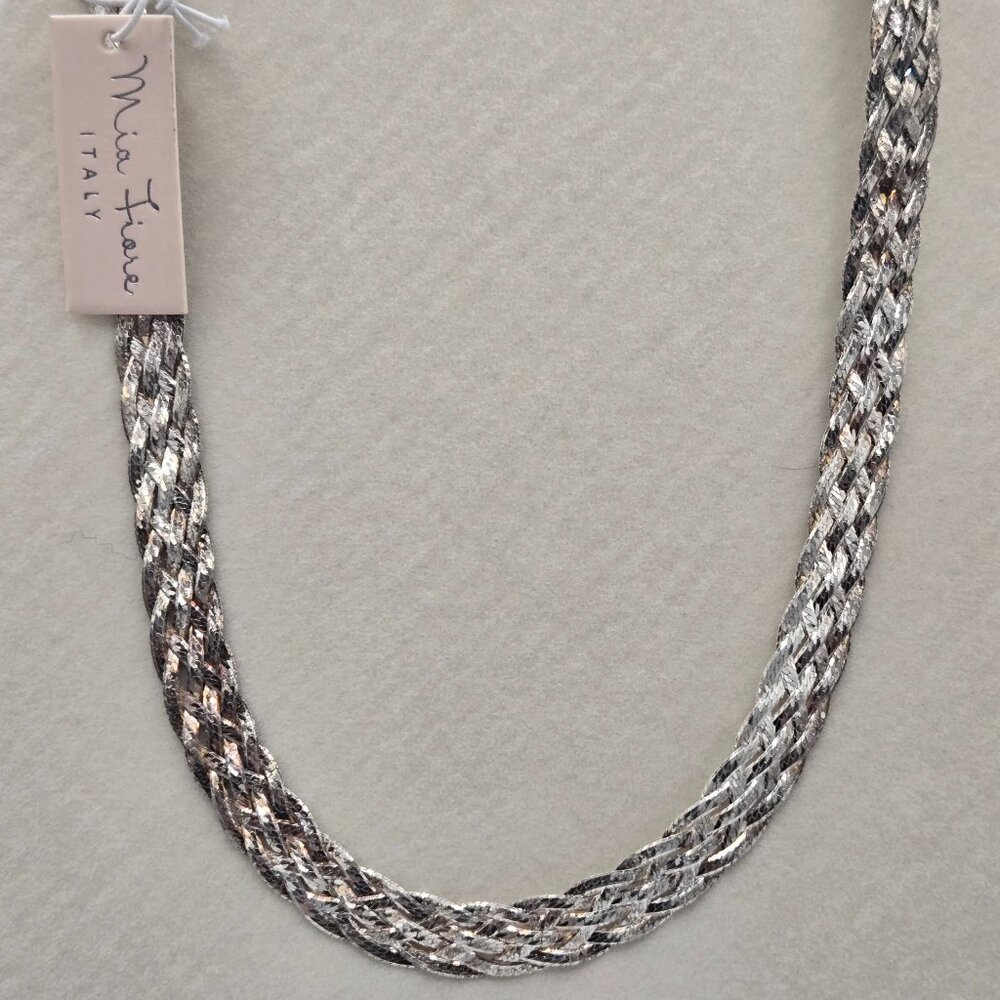 Mia Fiore 925 Sterling Silver 17" Braided Necklace Dyadema Italy/19 grams